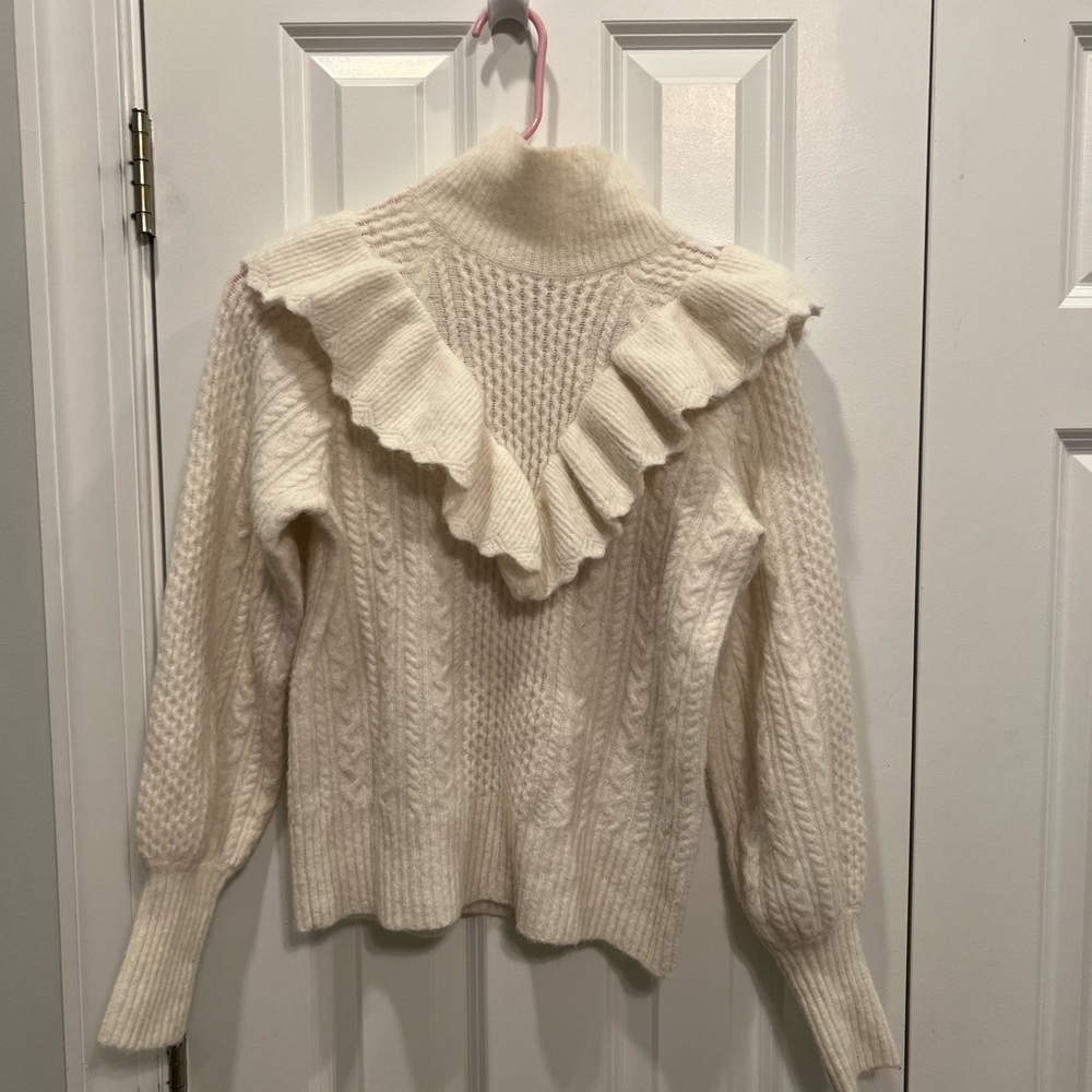Elegant Cream Ruffled Sweater